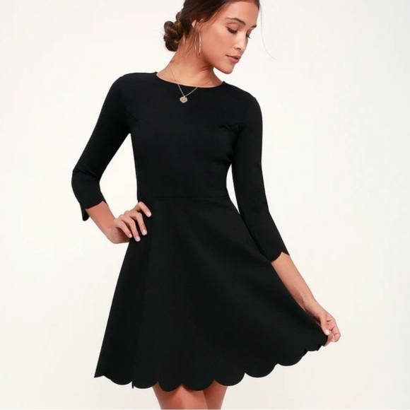 NWT Lulu’s Cumulonimbus Clouds Black Skater Dress - Picture 1 of 6